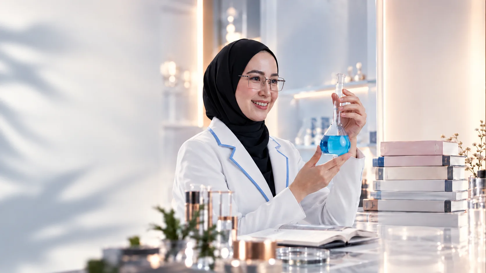 Ilmuwan Lunaray di laboratorium pengembangan kosmetik